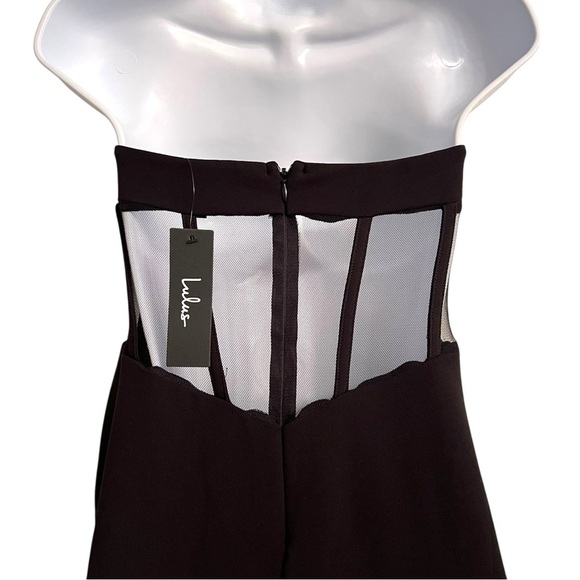 Lulus Iconic Arrival Black Strapless Bustier Bodycon Knit Midi Dress Size M NWT - Picture 5 of 14